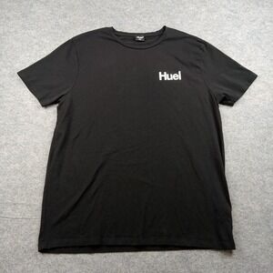 Huel Shirt Mens‎ 2XL Black Logo Short Sleeve Graphic Tee Cotton Crewneck